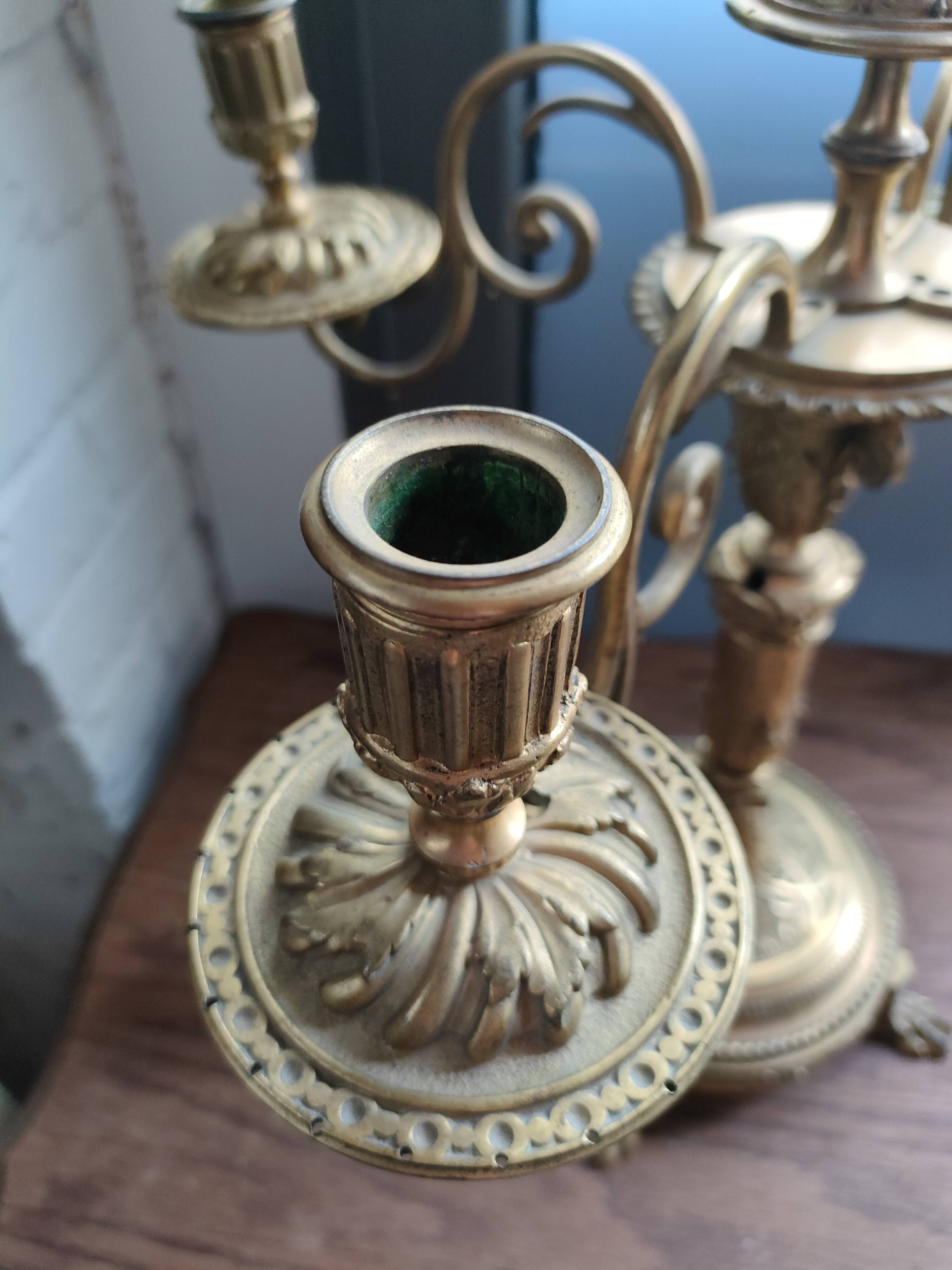 Large gilded bronze candelabrum, Louis XVI style, late 19th century – 5 lights
