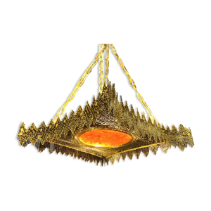 Lustre laiton et résine fractale d'henri Fernadez