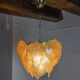 Chandelier leaves Murano Mazzega, gilded frosted glass, italy 1970