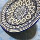 Moroccan dish in handcrafted sculpted ceramic, blue geometric patterns and