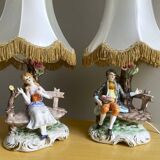 Pair Italian porcelain table lamps by Capodimonte