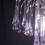 The Purple Crown, LArge Size Murano Chandelier Purple and Crystal Drops, 19