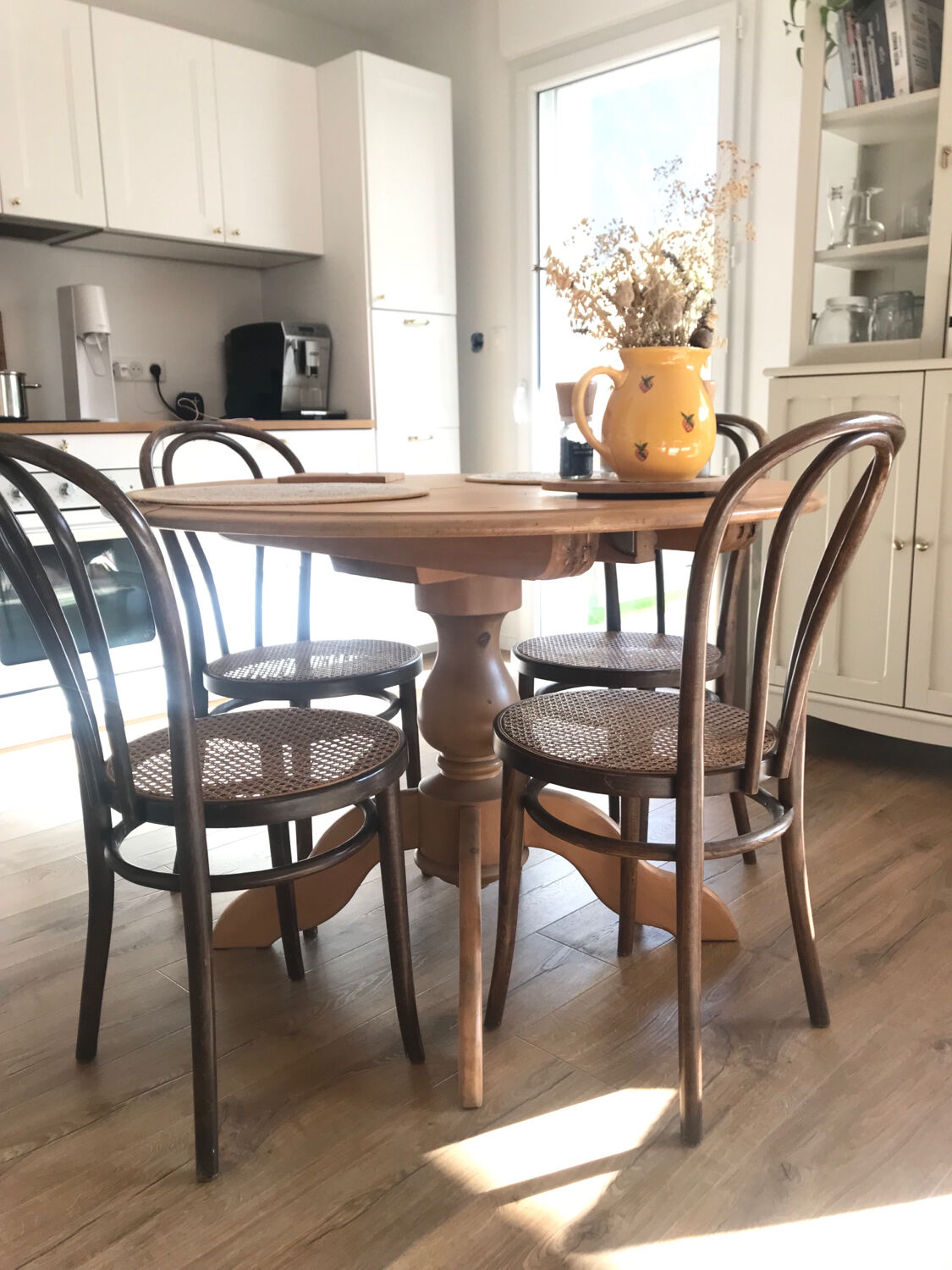 Lot 4 chairs ZPM Radomsko 1960 in canning and wood