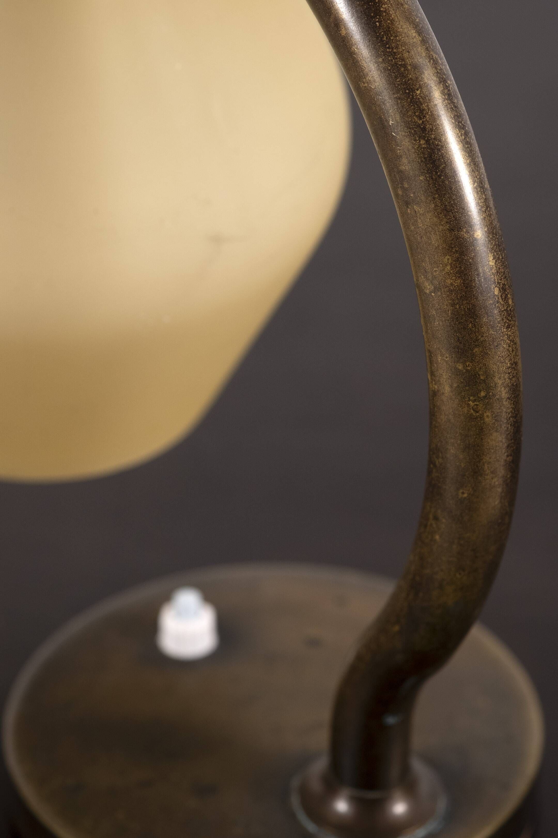 Danish Brass and Opaline Glass Desk Lamp, circa 1930s