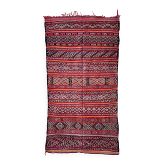 Tapis Marocain Kilim Zemmour rouge - 150 x 285 cm