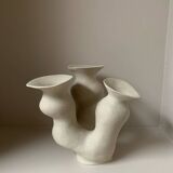 Organic-shaped vase in pyritic stoneware.