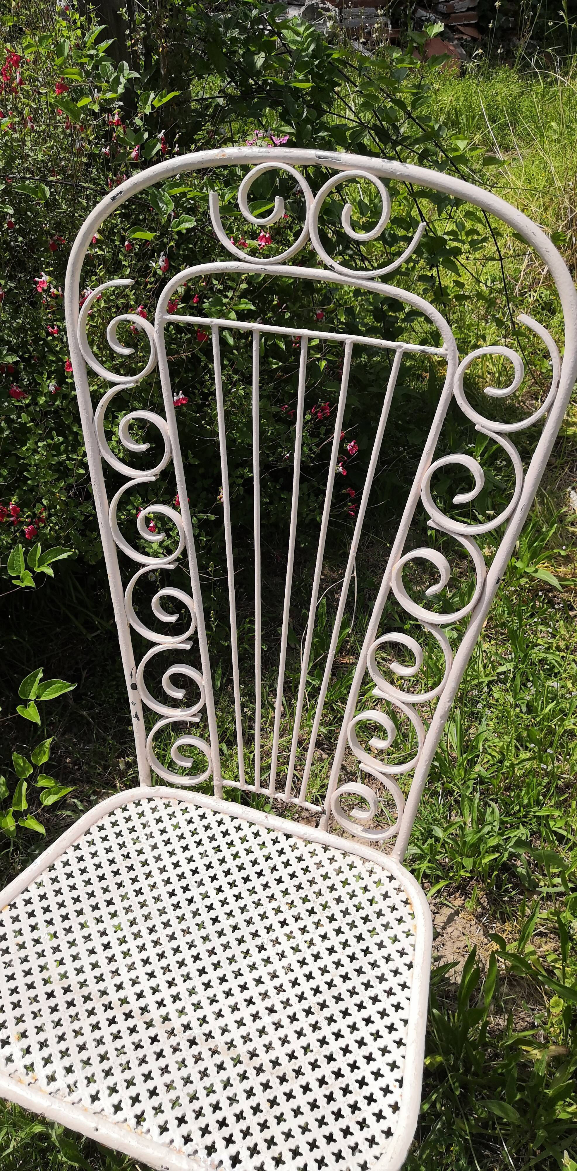 Perforated metal chairs clover backrest high 50s Set of 2