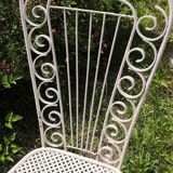 Perforated metal chairs clover backrest high 50s Set of 2