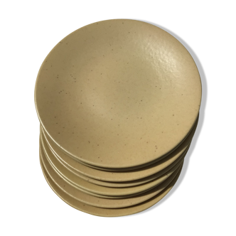 8 plates dessert natural beige speckled sandstone