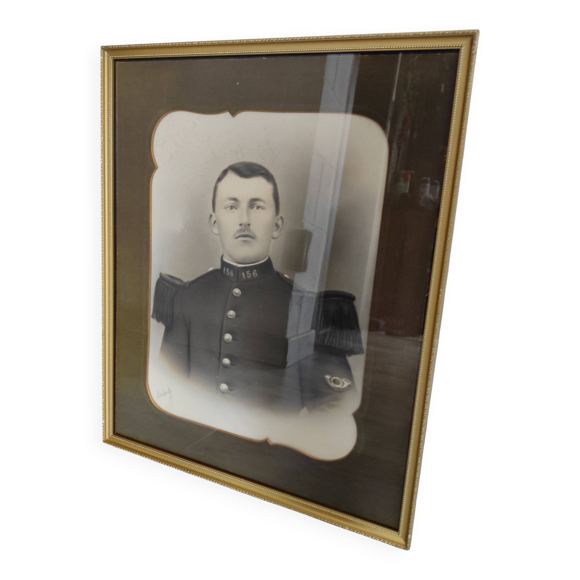 Old military photo soldier in uniform 156th Infantry Regiment WW1