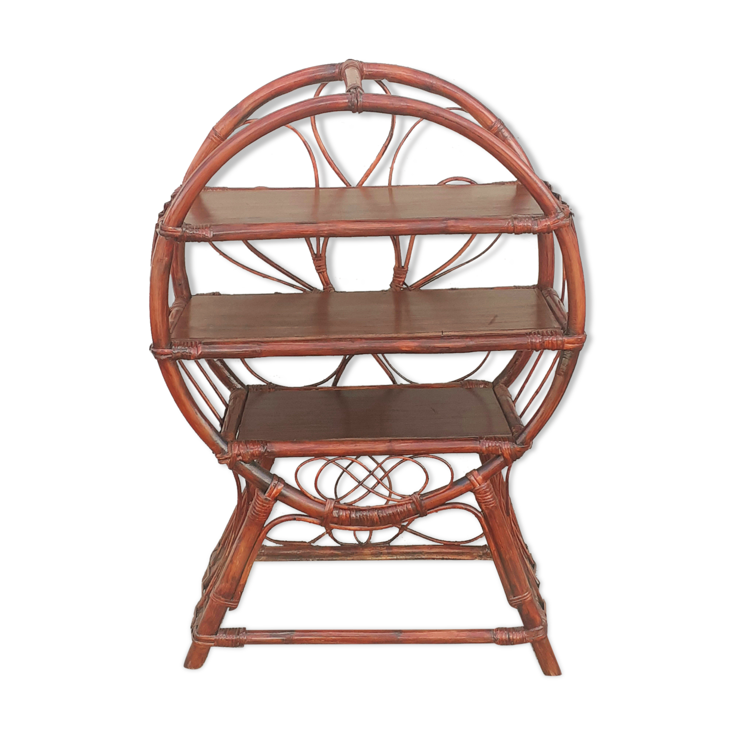 Round rattan library.