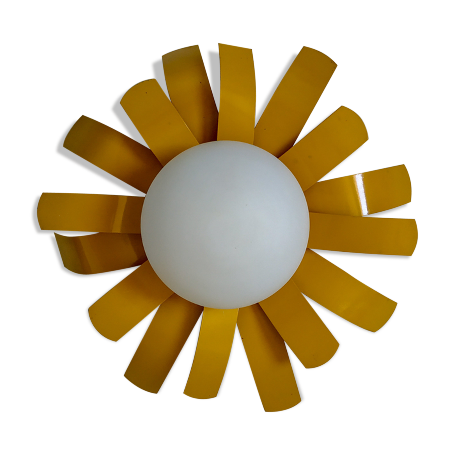 Wall light  ingold yellow metal and opaline sun