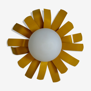 Wall light  ingold yellow metal and opaline sun