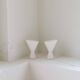 Pair of large classic white Murano table lamps from Italy, 1970s.