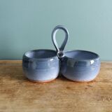 Glazed terracotta double salt dish