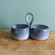Glazed terracotta double salt dish