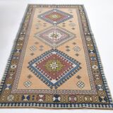 Mustard Pink Oriental Pattern Turkish Rug, 135x232Cm