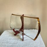 Glass dish signed Annie Glass 37/310 made in the USA 24k gold-plated rim