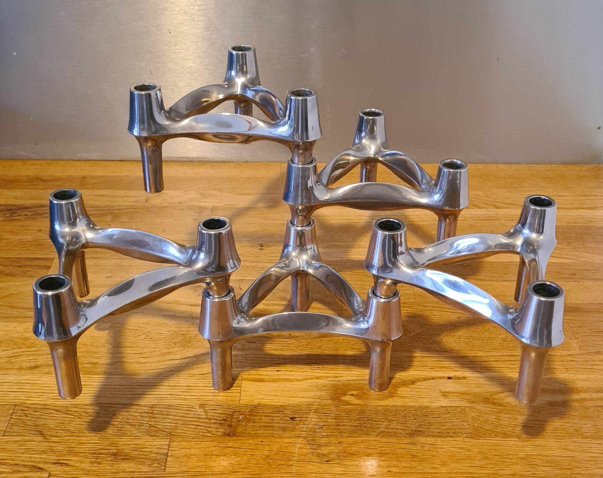 5 vintage Nagel Stoff candle holders