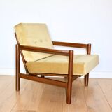 Fauteuil Vintage en Velours Olive, Années 70