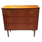 Scandinavian teak chest of drawers 1970 with 3 drawers