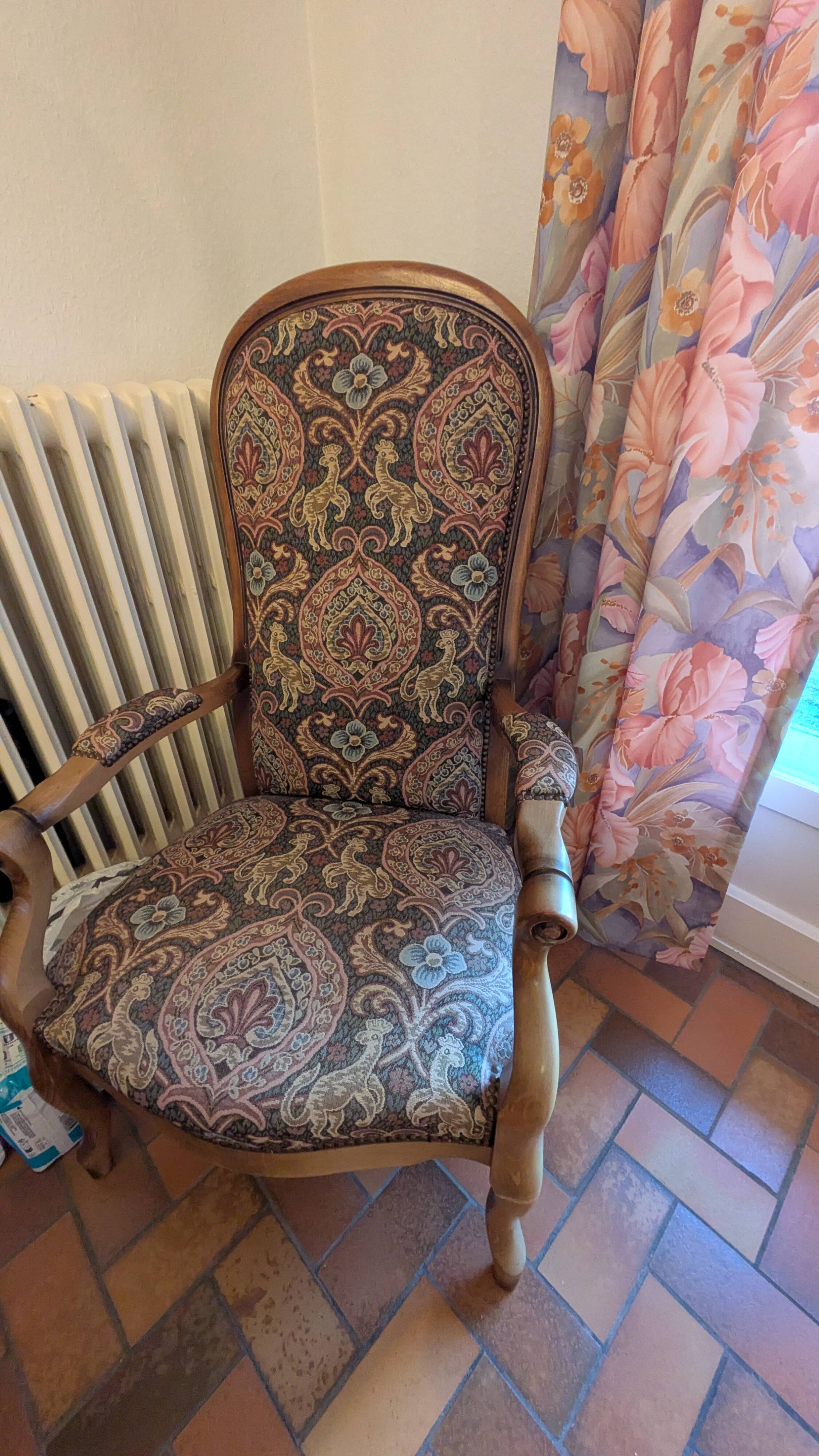 Set of 3 Louis Philippe upholstered armchairs