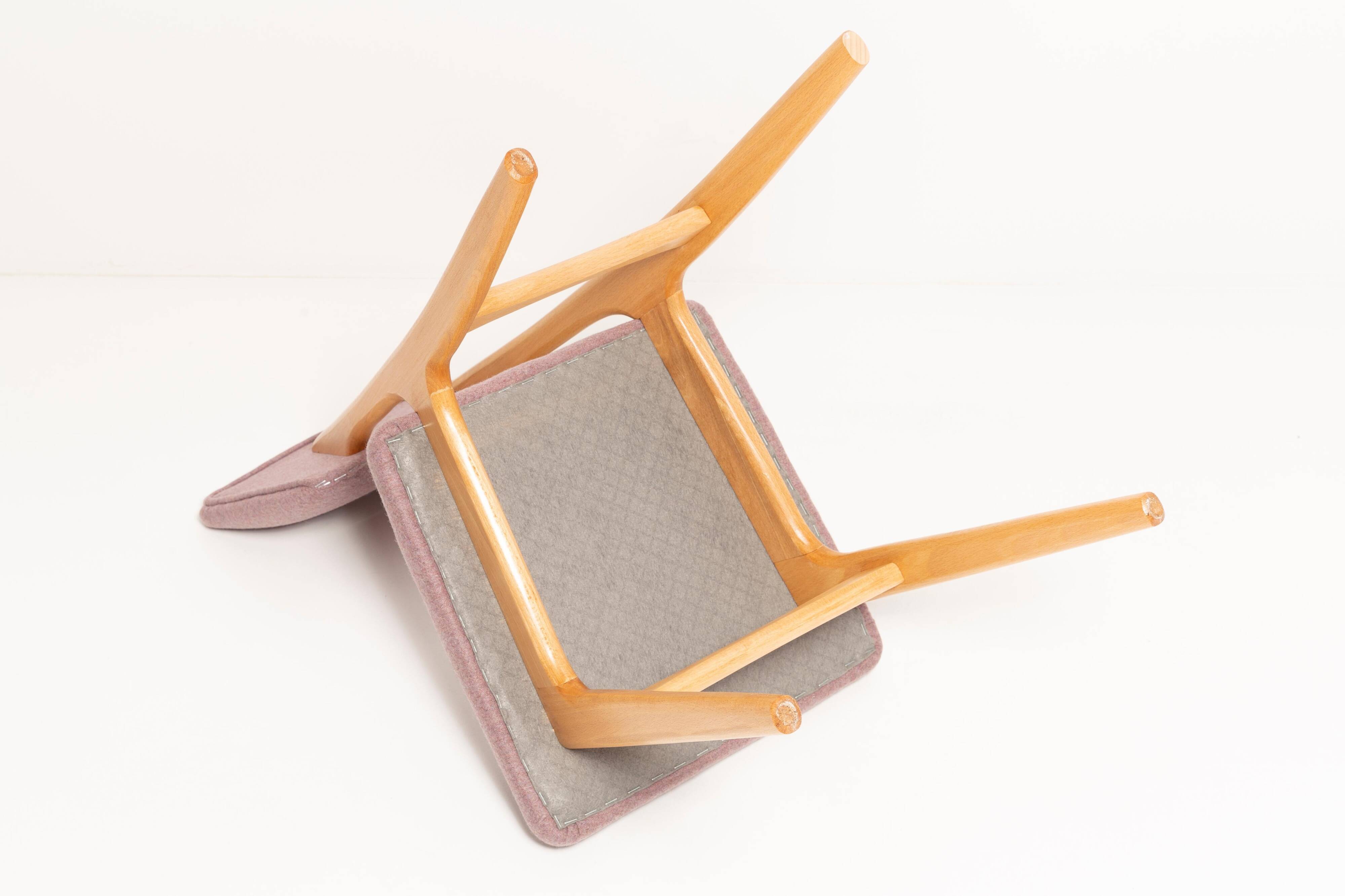 "Butterfly" dining chair, boucle pink wool, light wood