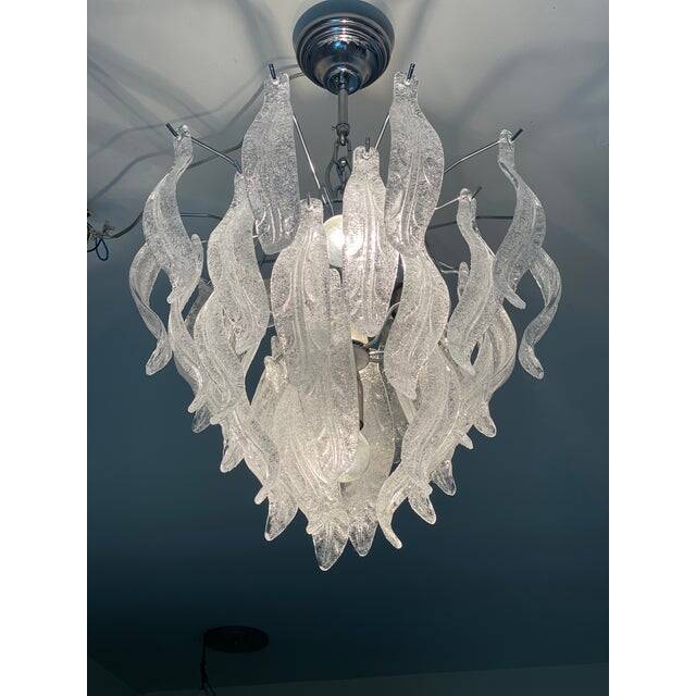 Contemporary leaflets murano glass chandelier in vintage style