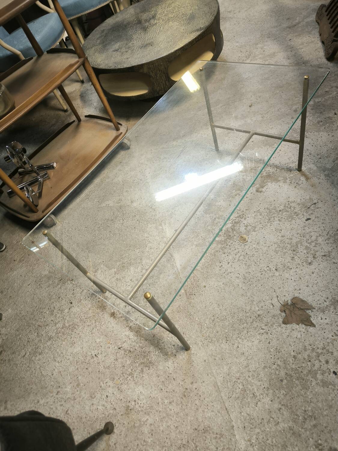 Steel and glass coffee table, circa 1950/60
