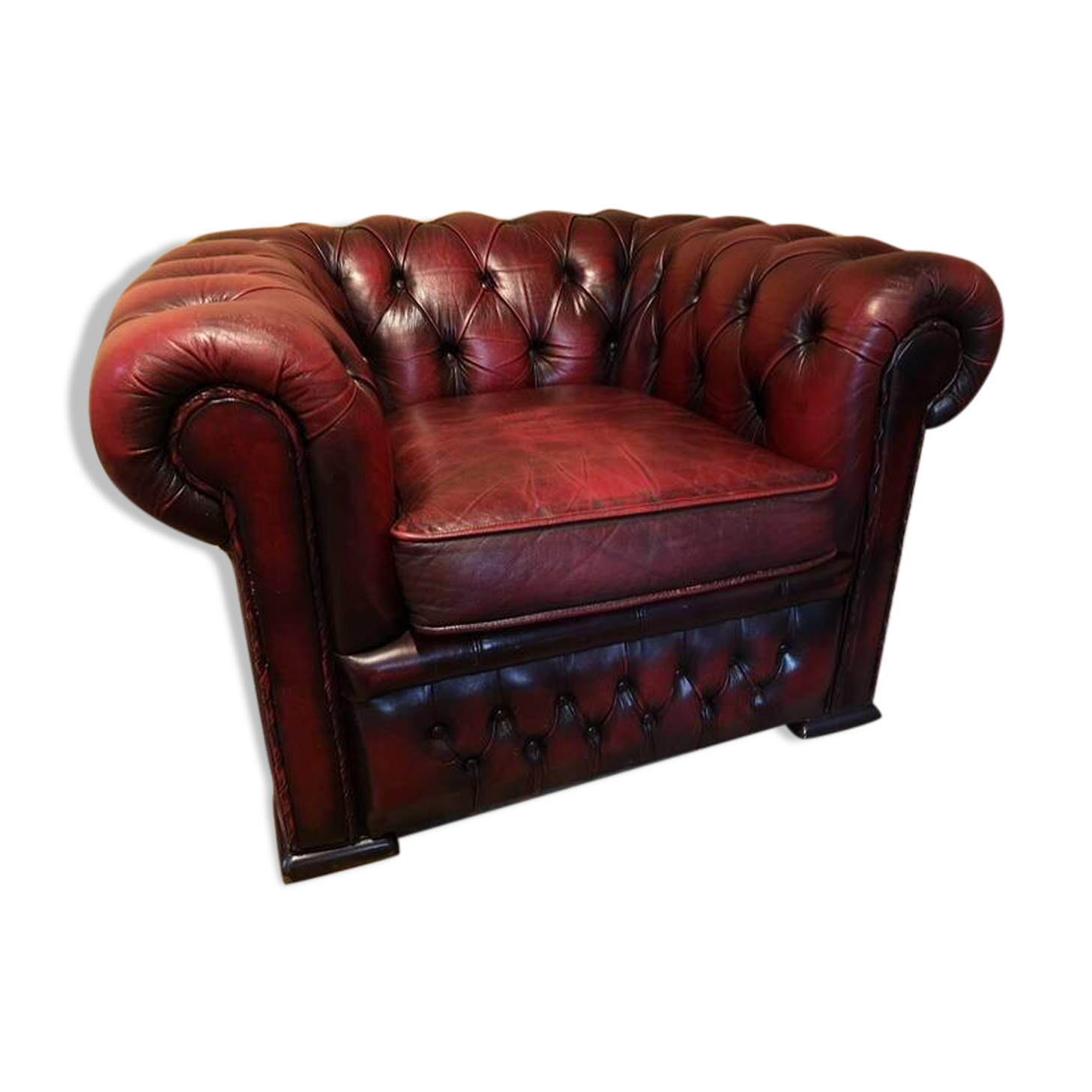 Chesterfield armchair burgundy leather