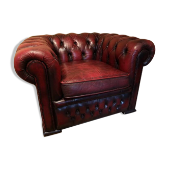Chesterfield armchair burgundy leather