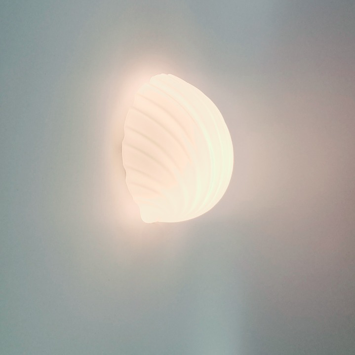 Pair of Vintage Shell-Shaped Opaline Glass Wall Lamps from Limburg, 1970s