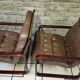 Pair of vintage 1970s faux leather armchairs