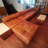 Canape modulaire DE SEDE DS88 cuir patchwork cognac