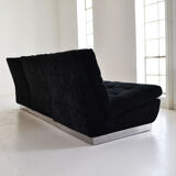 Modular sofa in black velvet 1970