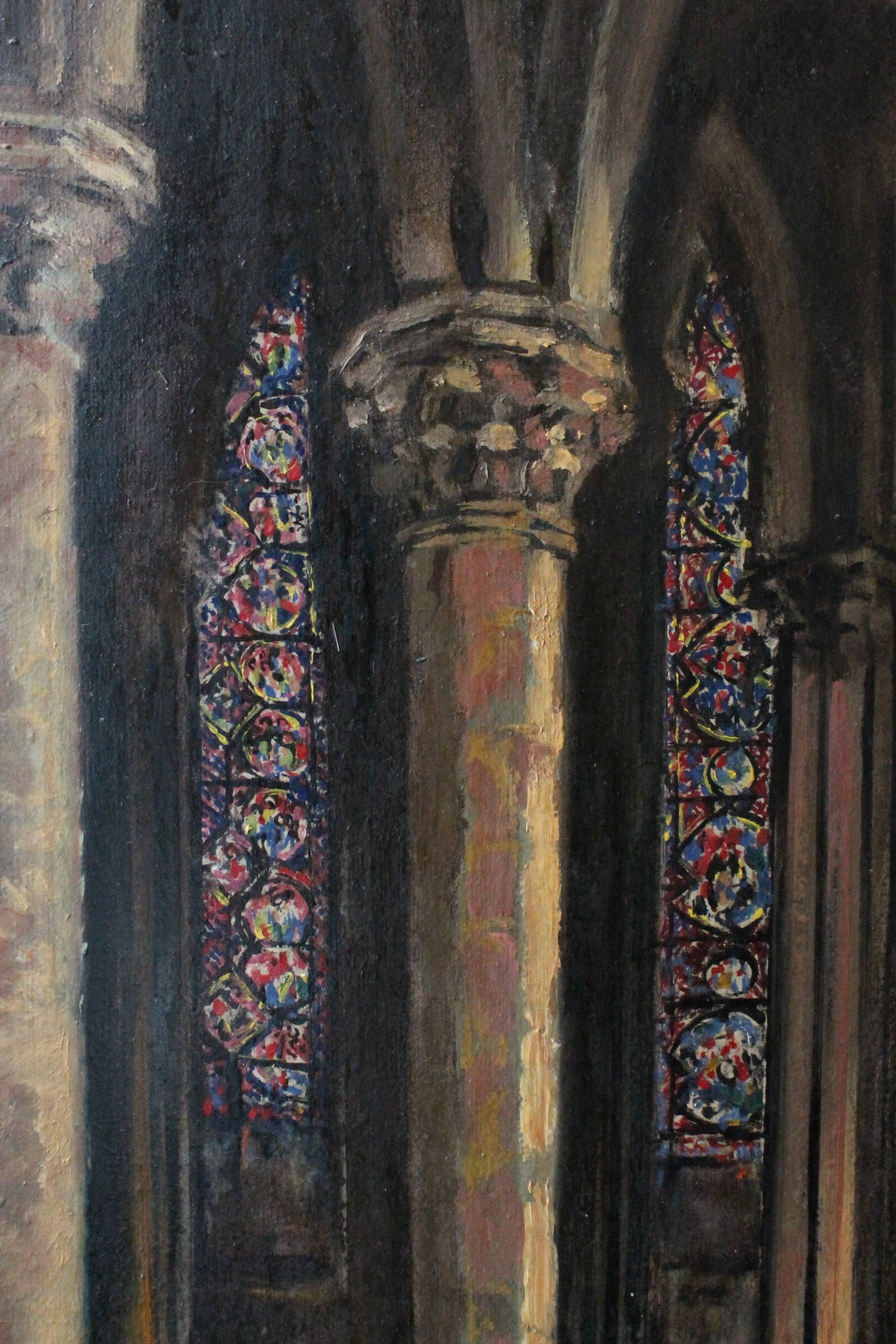 20th century French school painting "Apse of the Cathedral of Saint-Om