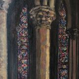 20th century French school painting "Apse of the Cathedral of Saint-Om