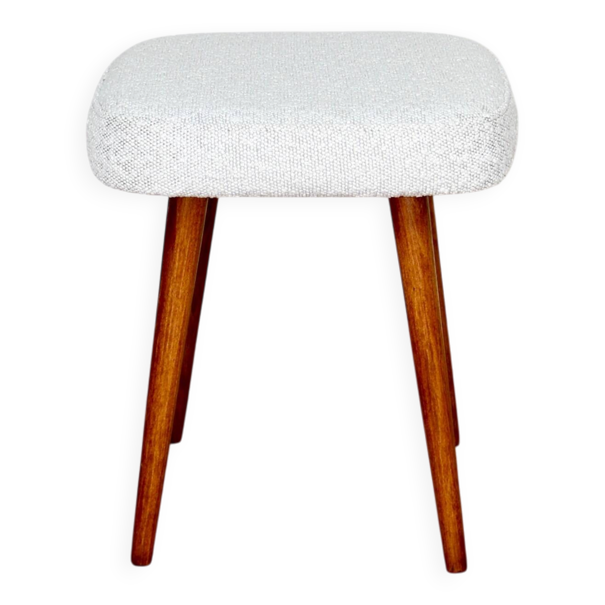 White-cream square stool Ivory vintage PRL 1970s