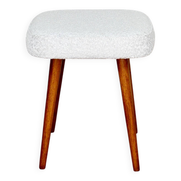 White-cream square stool Ivory vintage PRL 1970s
