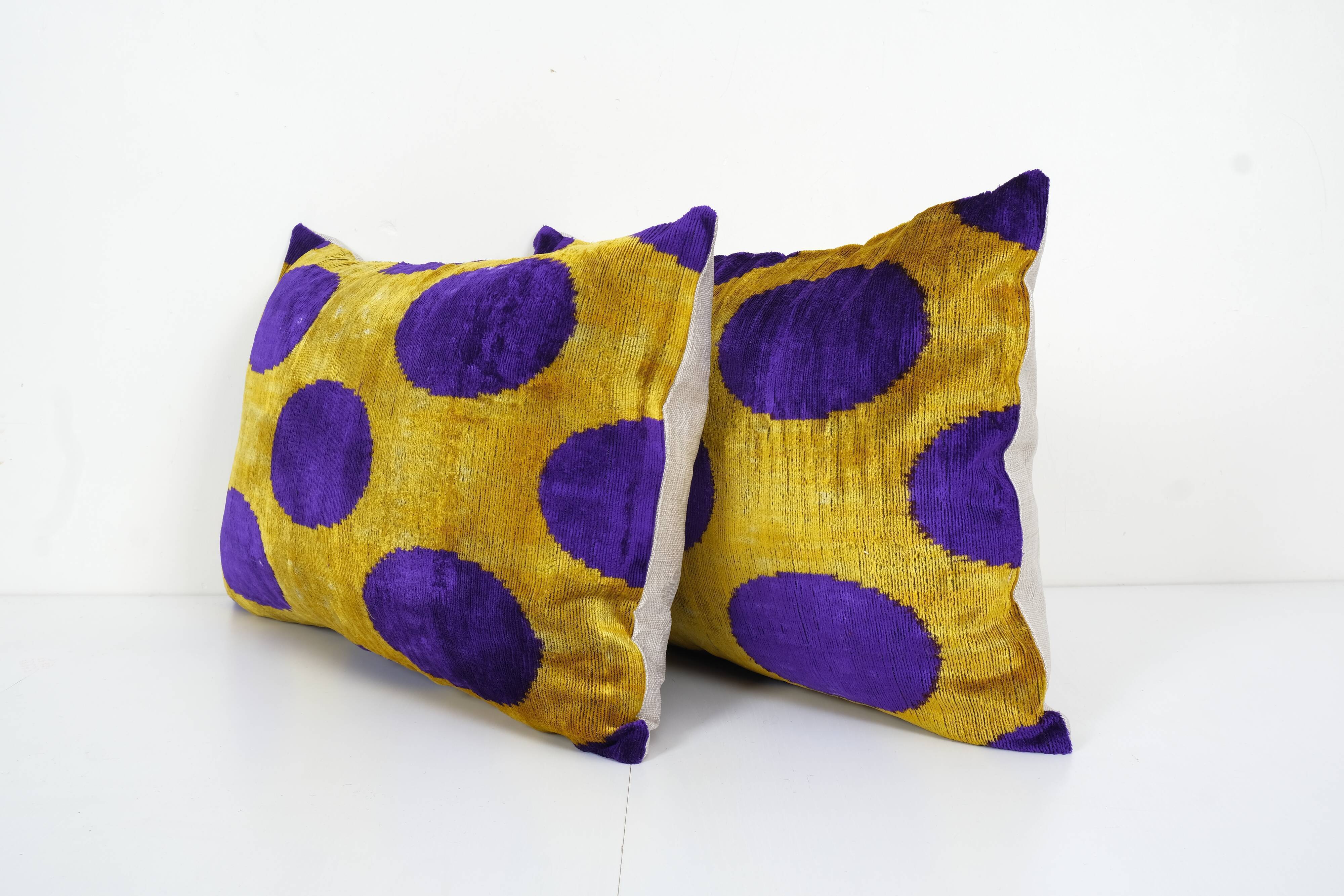 Silk ikat velvet lumbar pillow covers