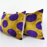 Silk ikat velvet lumbar pillow covers