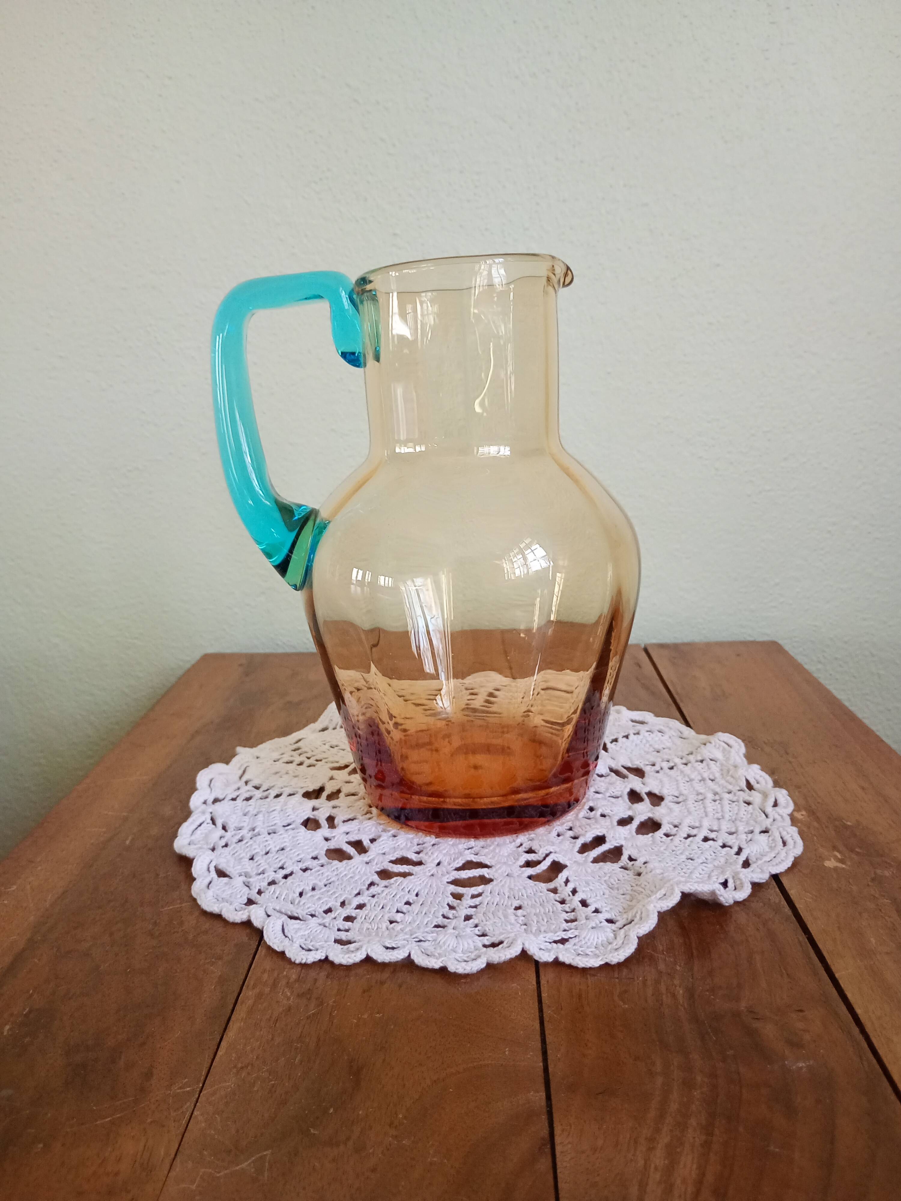 Portieux glassware pitcher - George Sand model - blue and amber