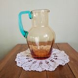 Portieux glassware pitcher - George Sand model - blue and amber