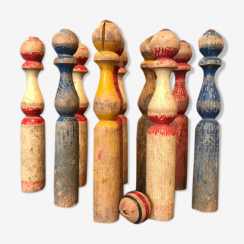 Set of 11 wood bowling, circa 1930/50