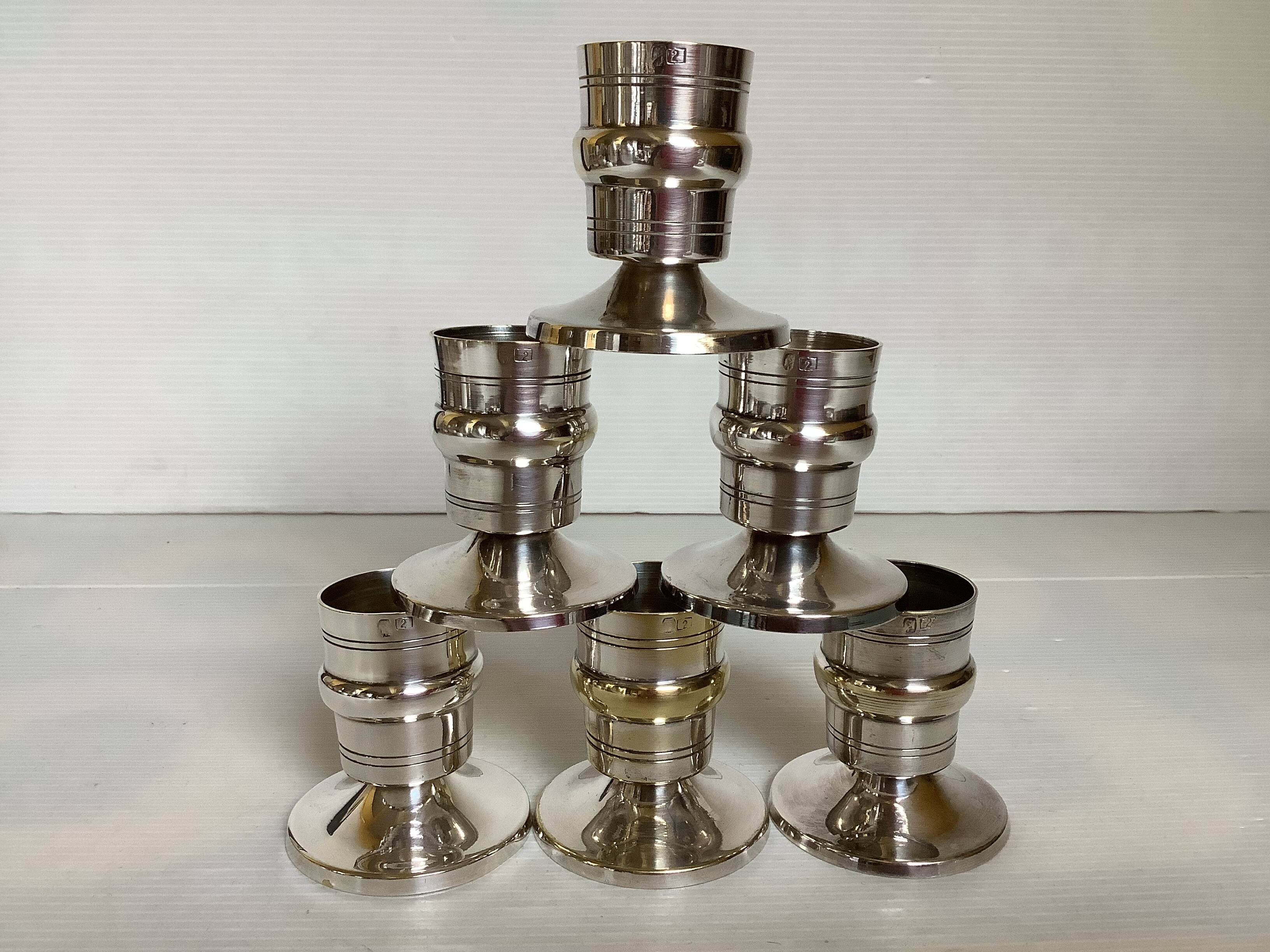 6 bougeoirs métal argenté