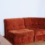 Rusty velvet low chair without arms