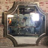 Square brewery mirror in metal champagne color 178 cm