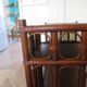 Retro side table - vinyl furniture - rattan and bamboo - 1980s