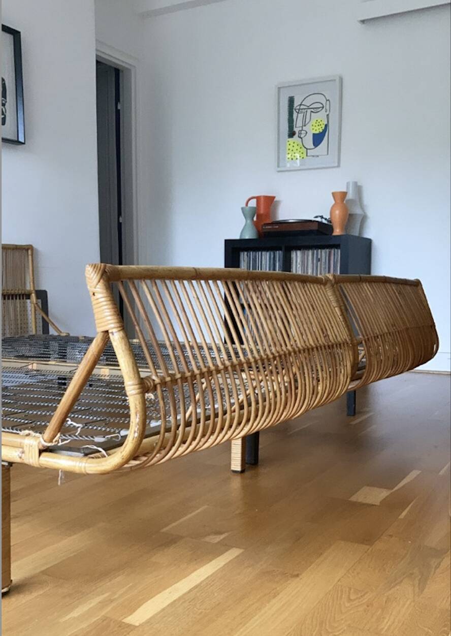 Vintage rattan daybed