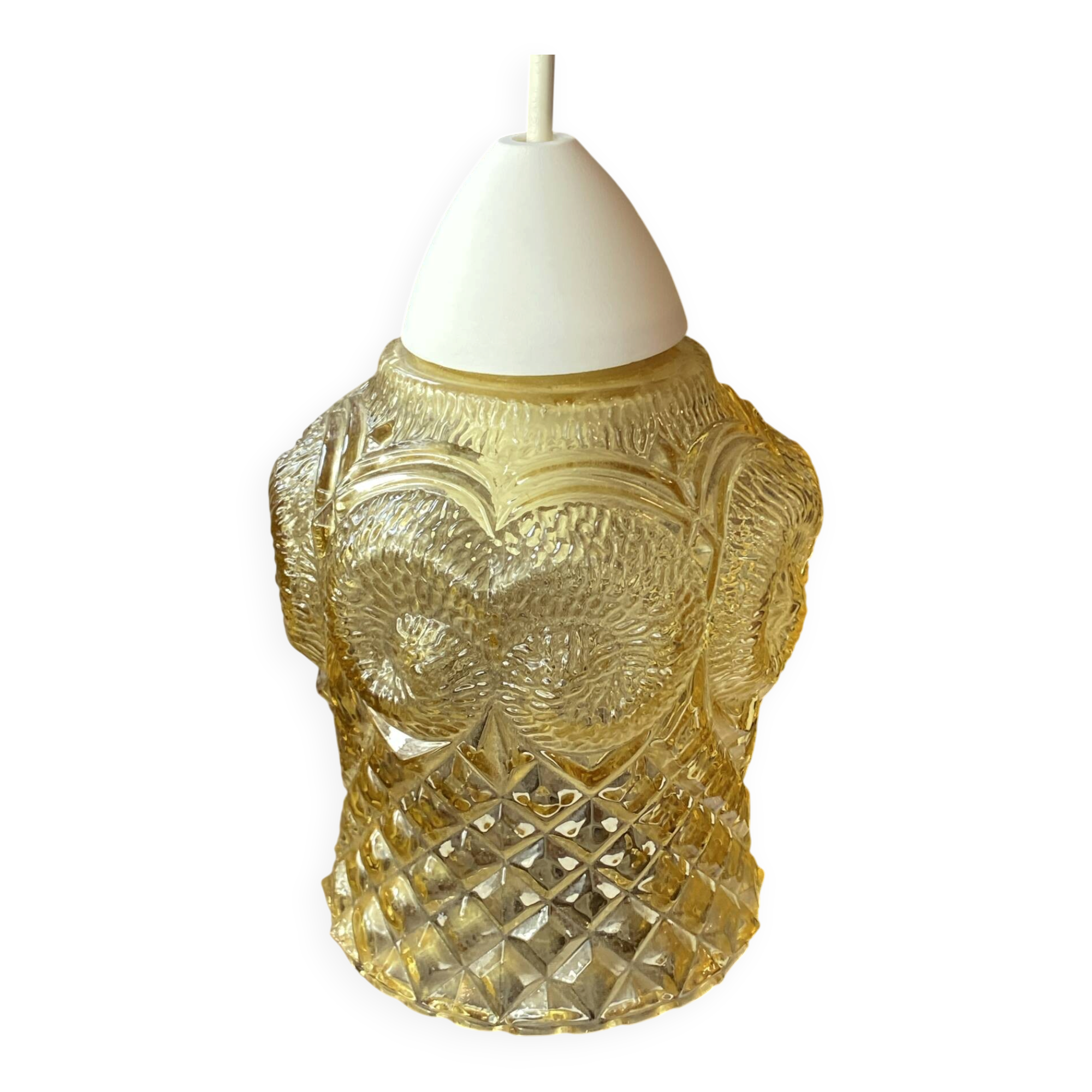Amber moulded glass lamp